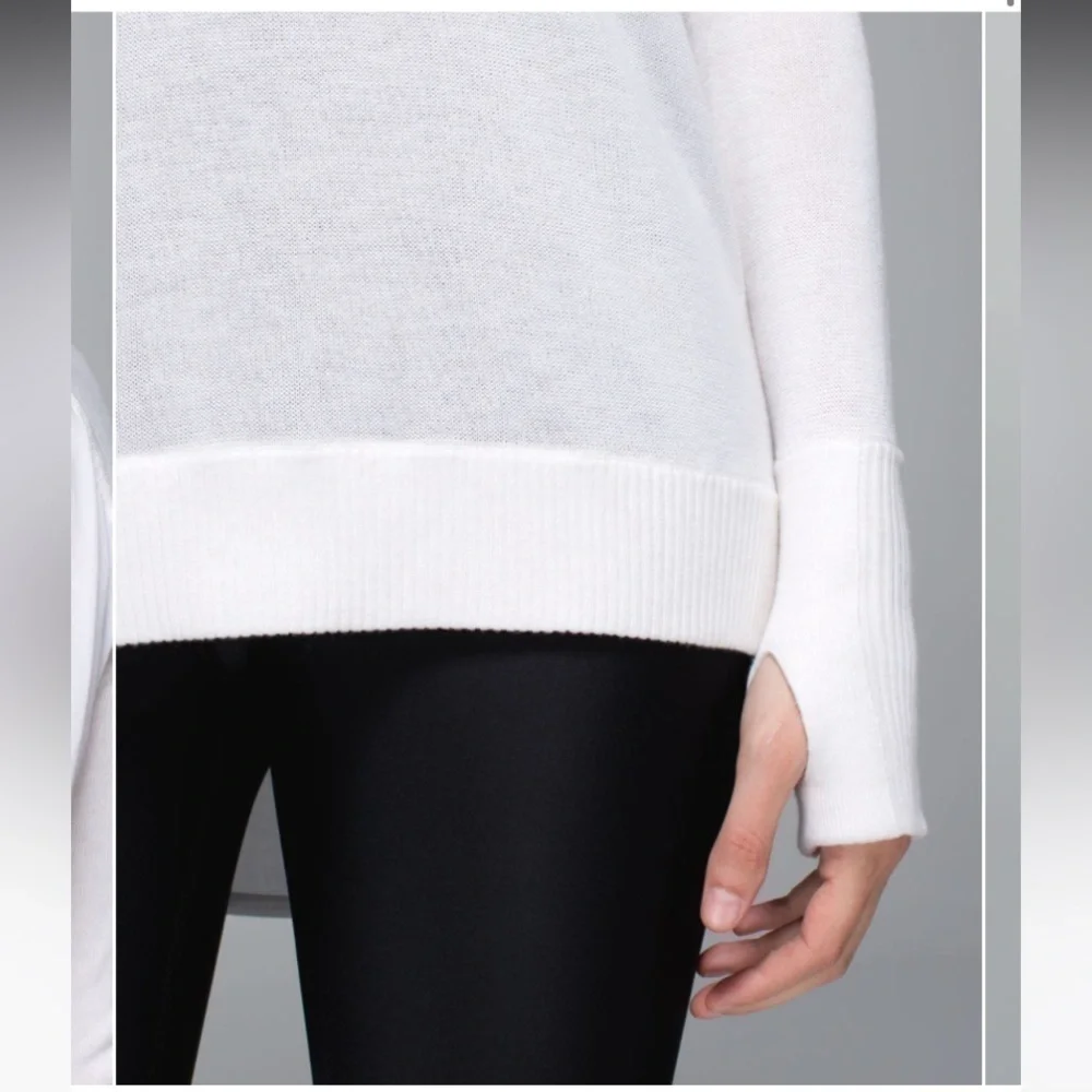 Lululemon Unity Pullover Drape Back Sweater Heathered White Size 8 New NWT